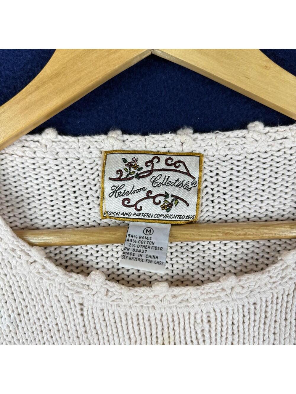Vintage Heirloom Collectibles Horse Scene Village Knit Sweater Cottagecore Sz M - Picture 3 of 12